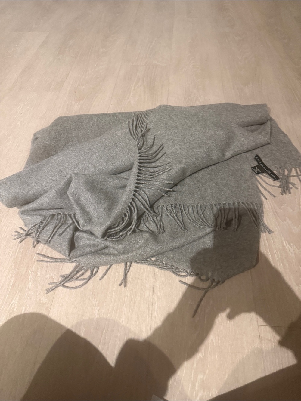 Sofia Cashmere Heather Gray Cashmere Fringe Wrap